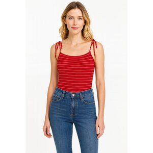 La Ligne Le Bodysuit Red White Stripe Bow-Tie Shoulder XS